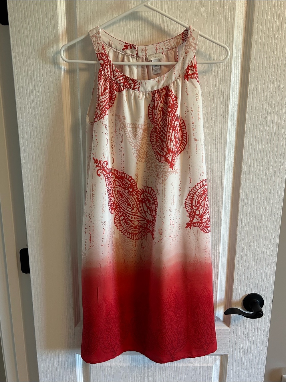 Chico's White and Red Paisley Ombre Mini Sundress